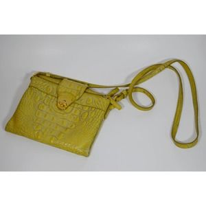 Brahmin Melbourne crocodile printed leather  yellow mojito crossbody purse